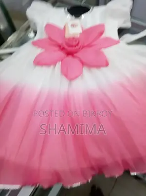 Premium Pink & White Ombre Party Dress for Girls