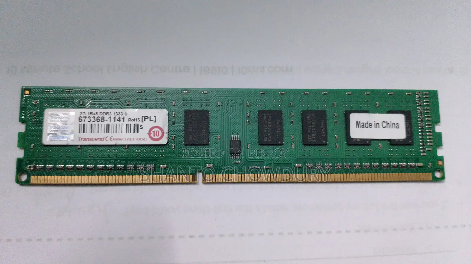 Transcend DDR3 for Desktop computer ,model 673368-1141,Rohs PL