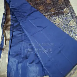 Navy Blue Golden Katan Party Saree