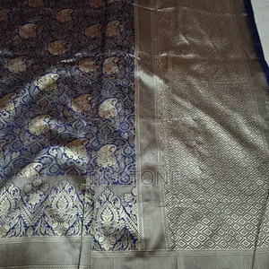 Navy Blue Golden Katan Party Saree