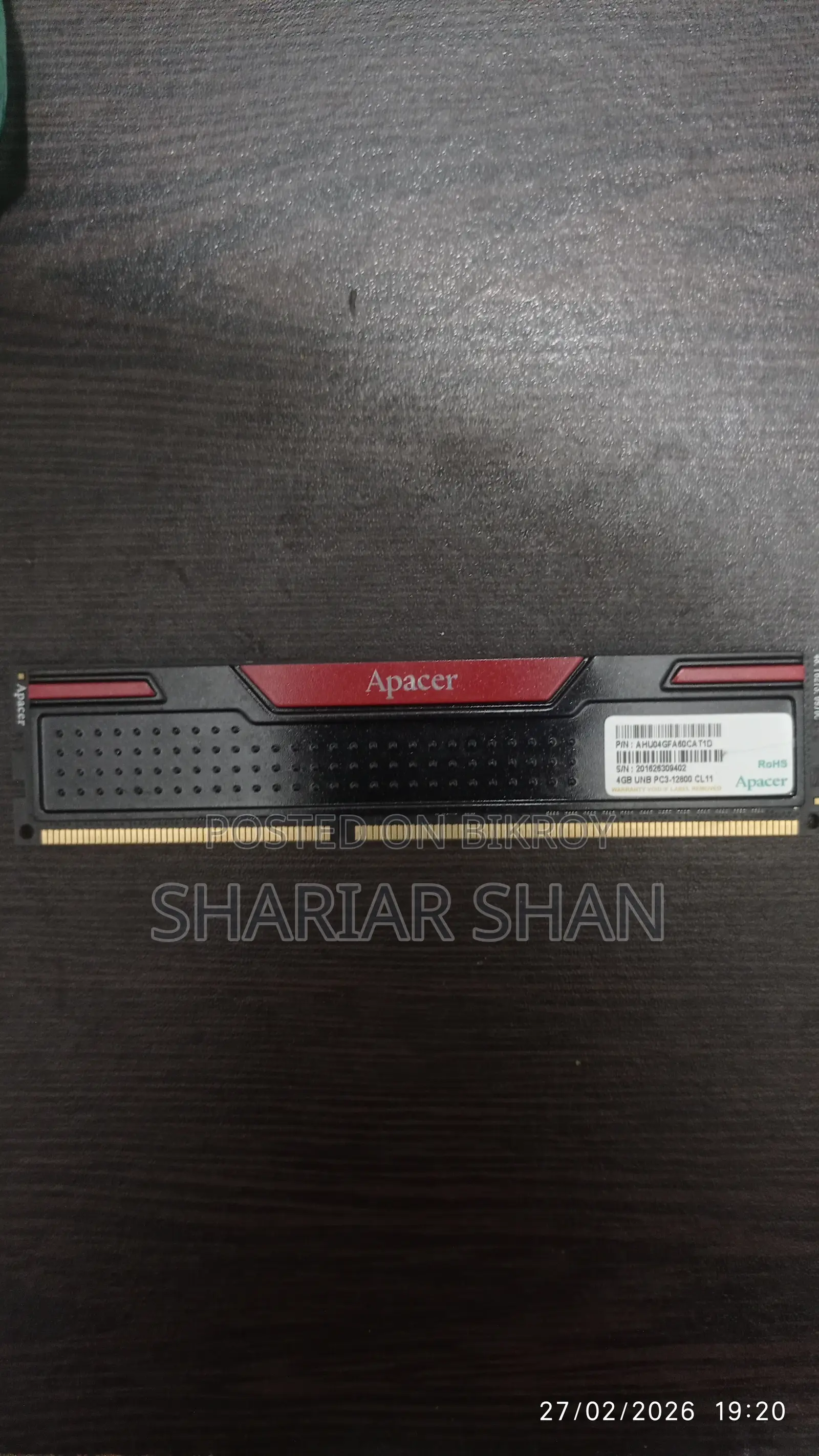 Apacer 4GB DDR3 1600MHz RAM