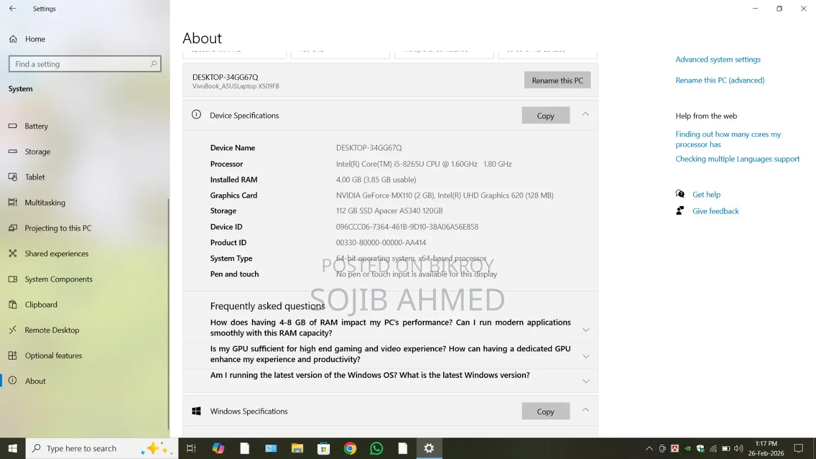 Asus Laptop for sale