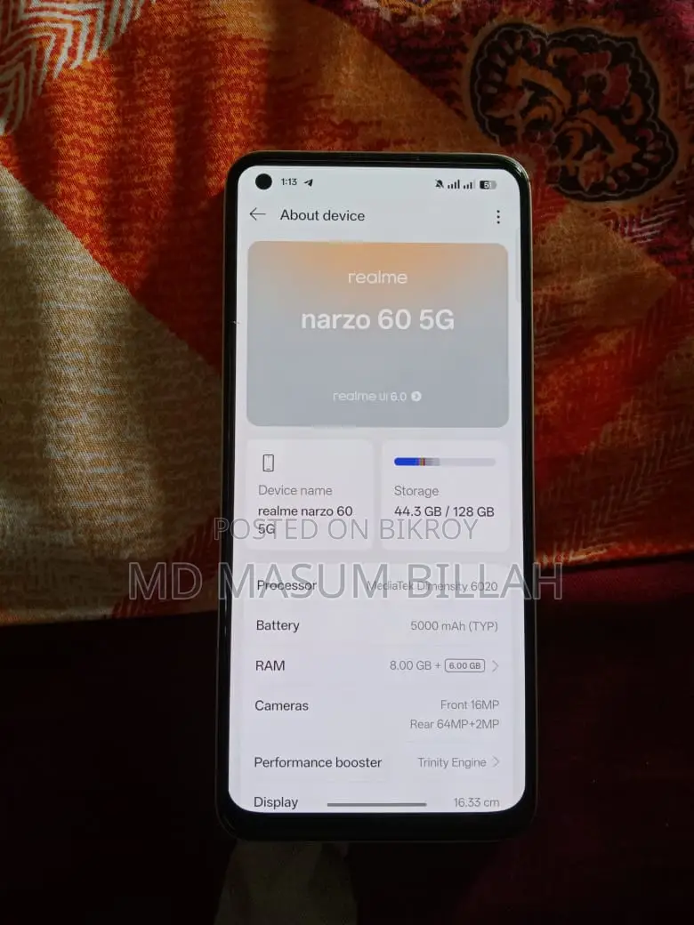 Realme narzo 60 5g (Used)