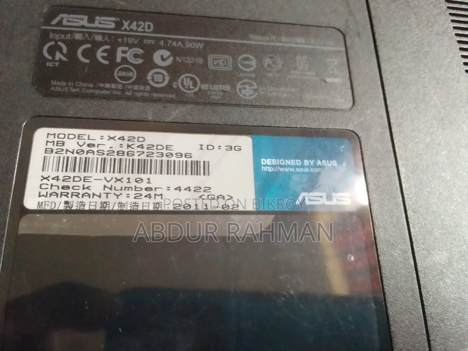 ASUS X42De Laptop – 6GB RAM Dual Core Processor