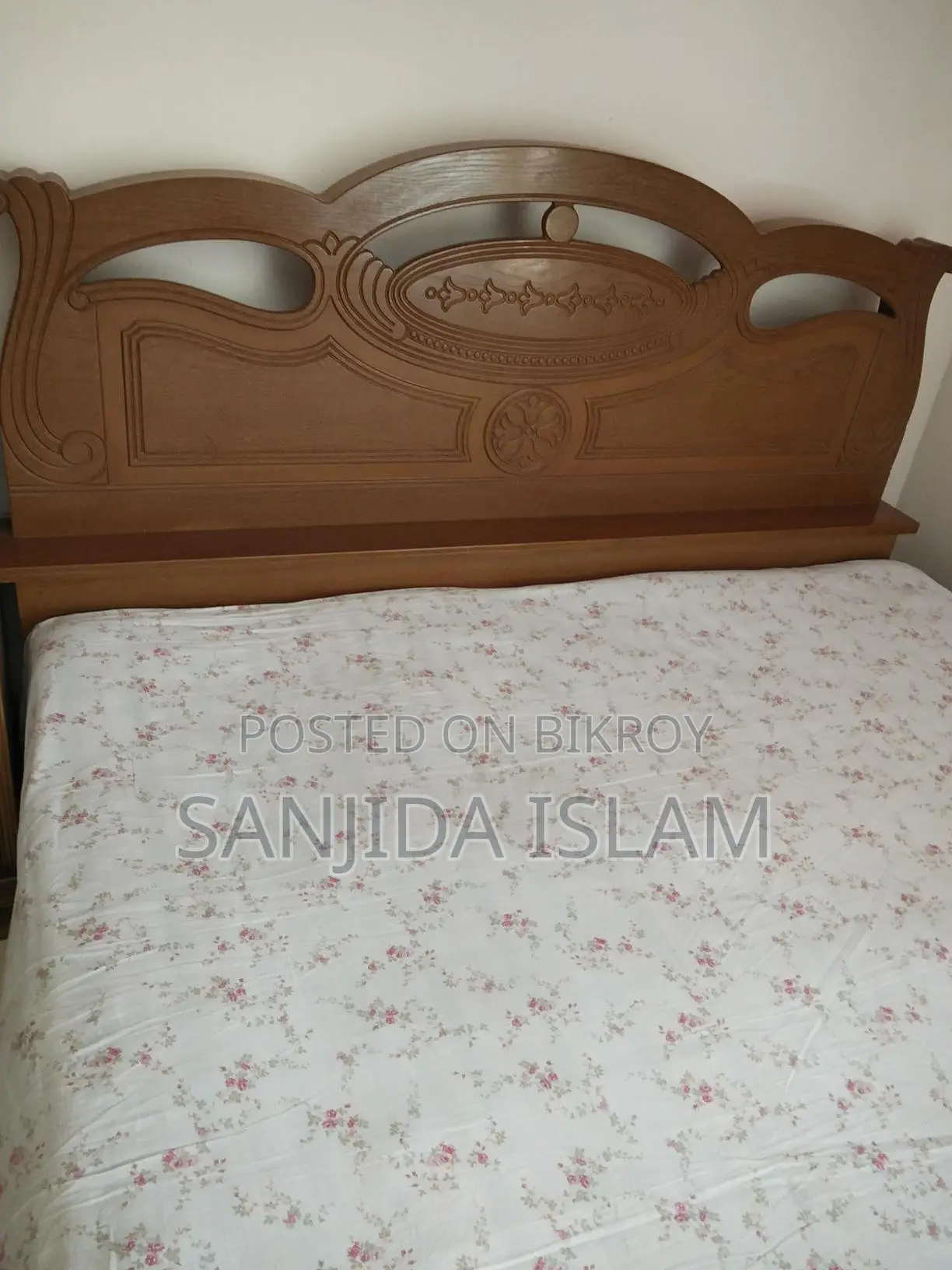 Malaysian Wood Bed with Carvings