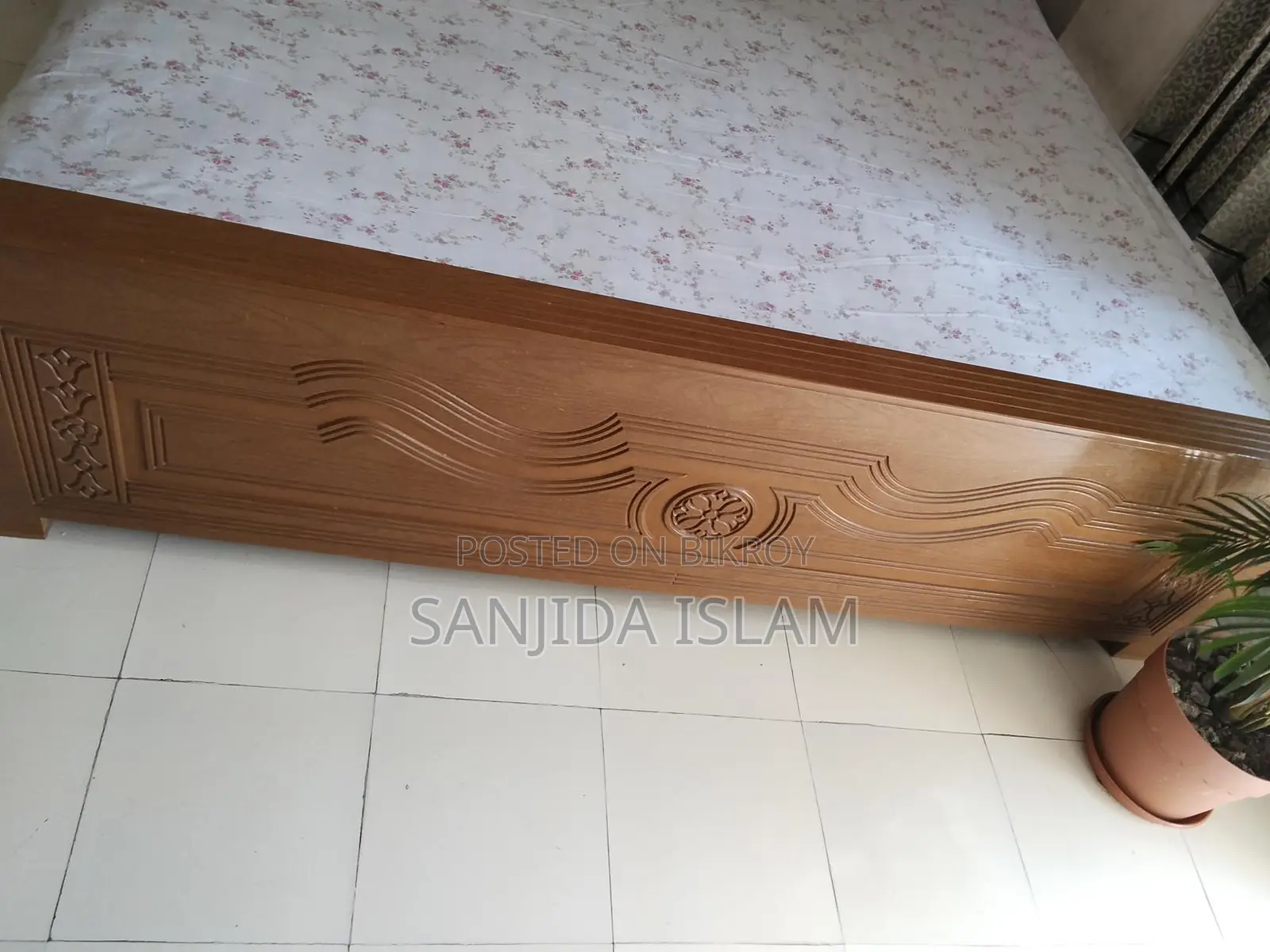 Malaysian Wood Bed with Carvings
