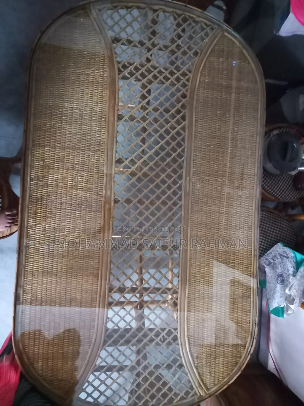 Rattan Dining Table with Glass Top and Chairs