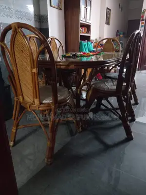 Rattan Dining Table with Glass Top and Chairs