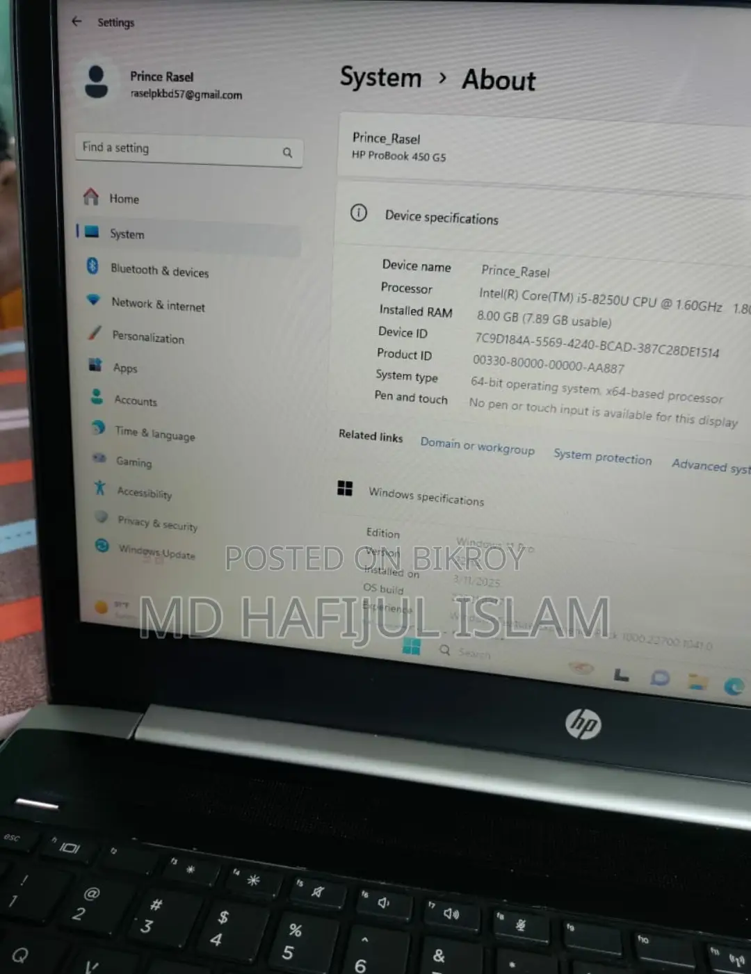 Laptop HP ProBook 450 G5 8GB Intel Core i5 HDD 1TB