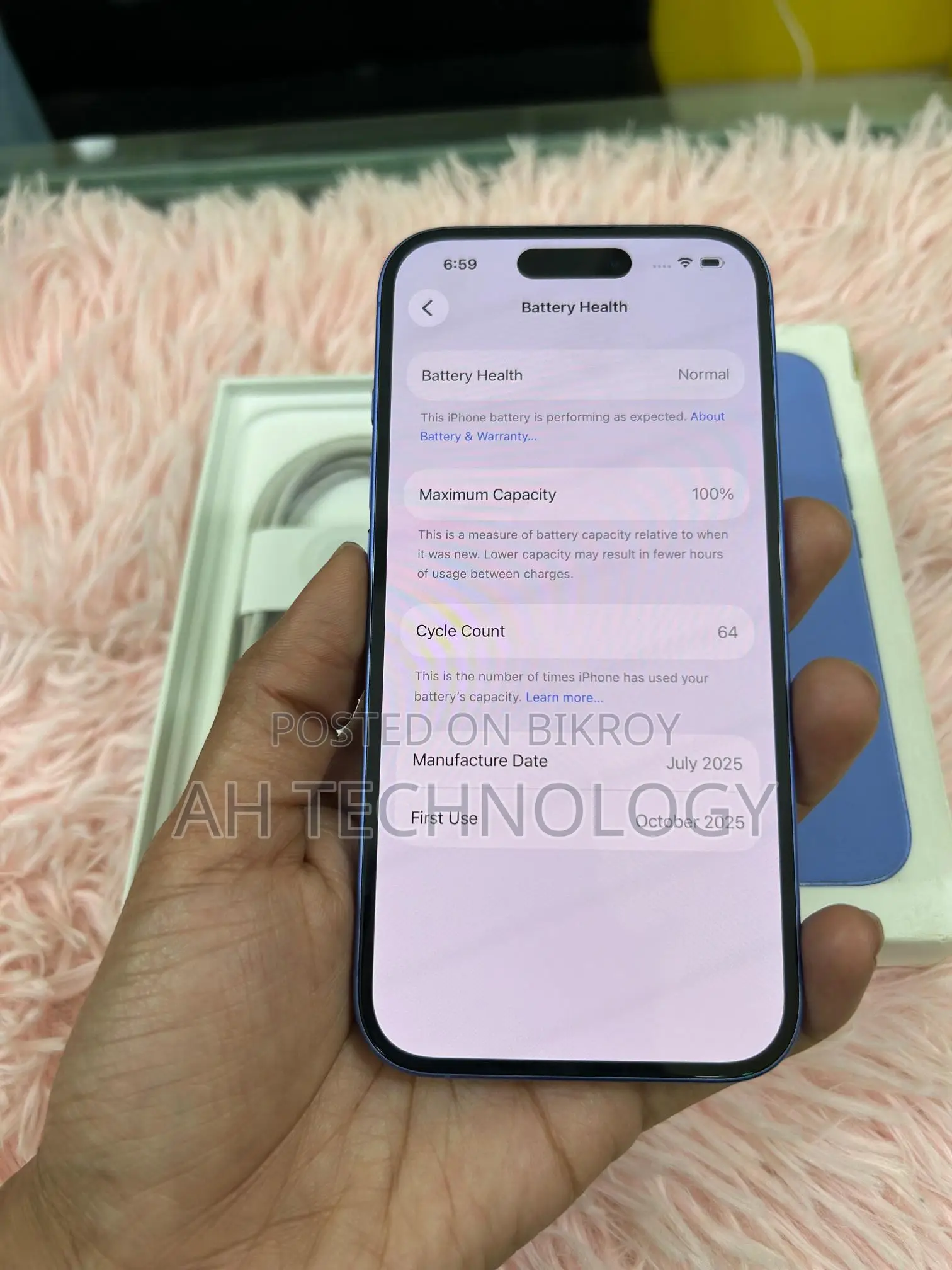 Apple iPhone 16 BH: 100%, Cc:64 only (Used)