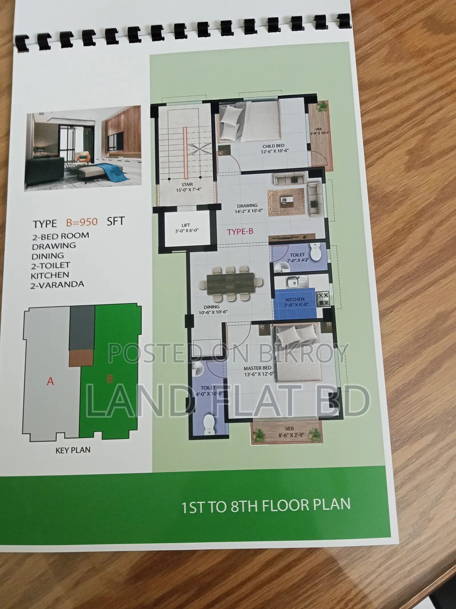 Ongoing Flat for Sale, 950 SFT, South Facing