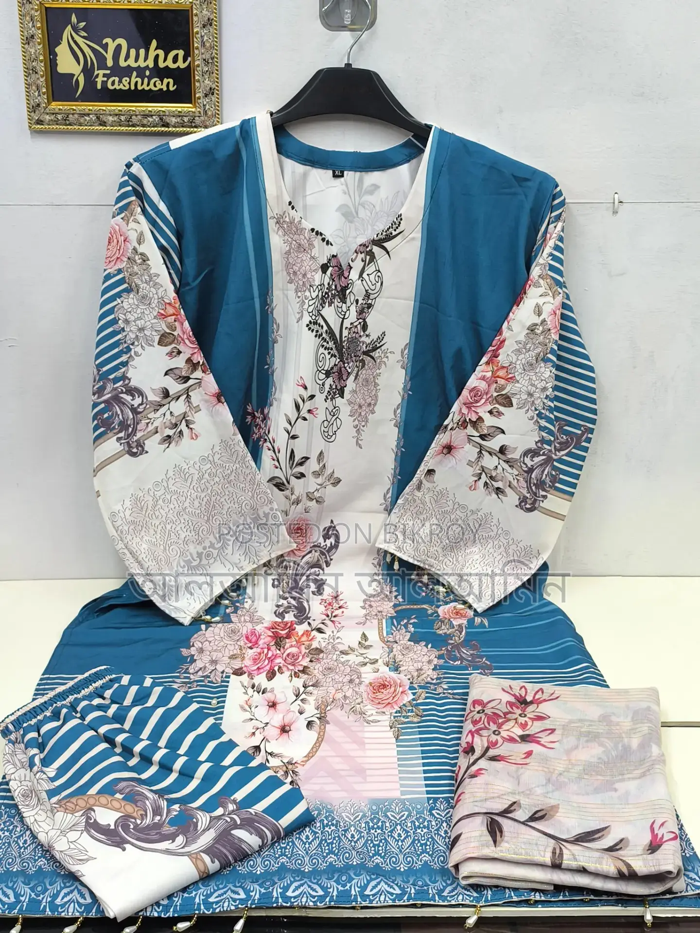 Stitched Micro-Stitch Georgette Three-Piece
