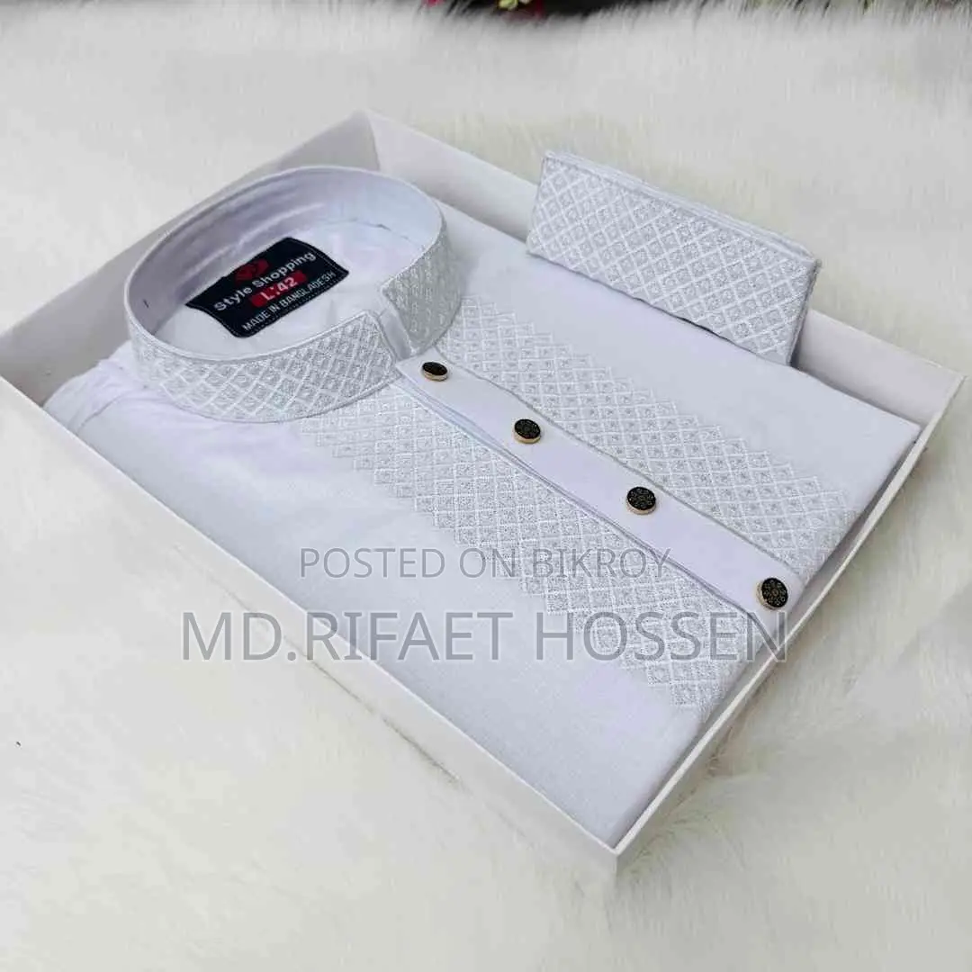 Premium Panjabi Fabric Satin Cotton 100% Cotton Snap Button