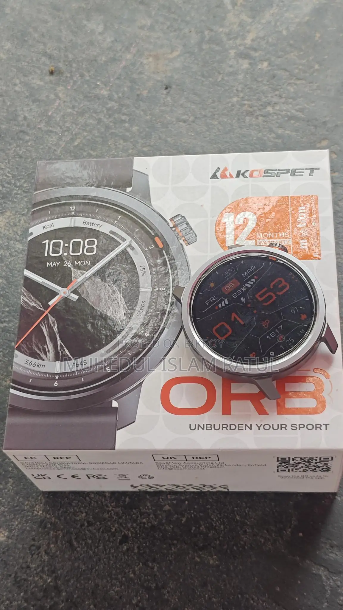 Kospet Orb BT Calling Smart Watch | AMOLED Display 10 Months Warranty