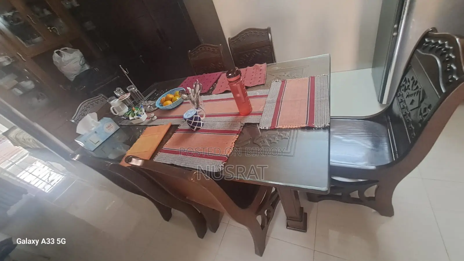 6-Chair Glass Top Dining Table