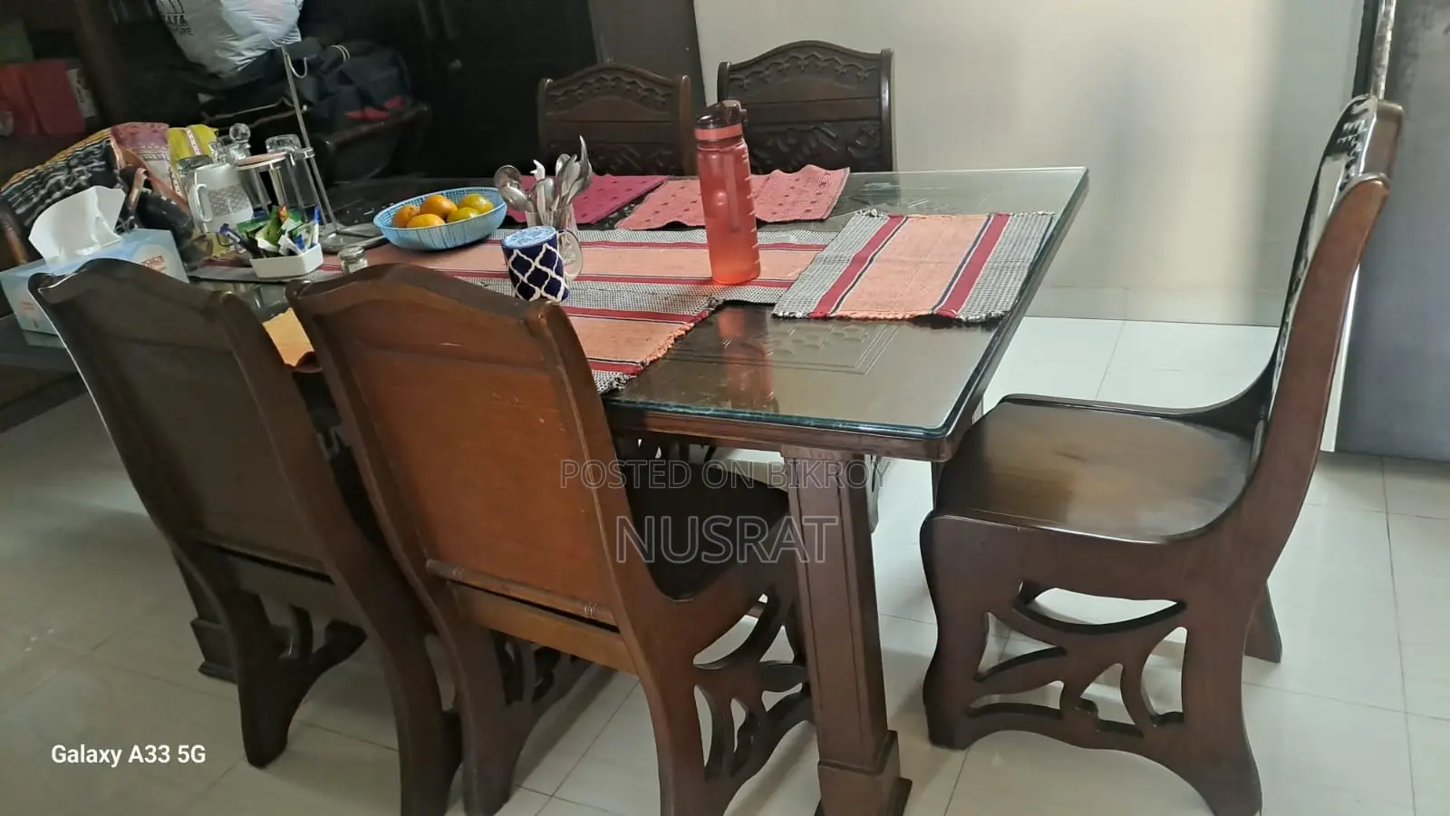 6-Chair Glass Top Dining Table