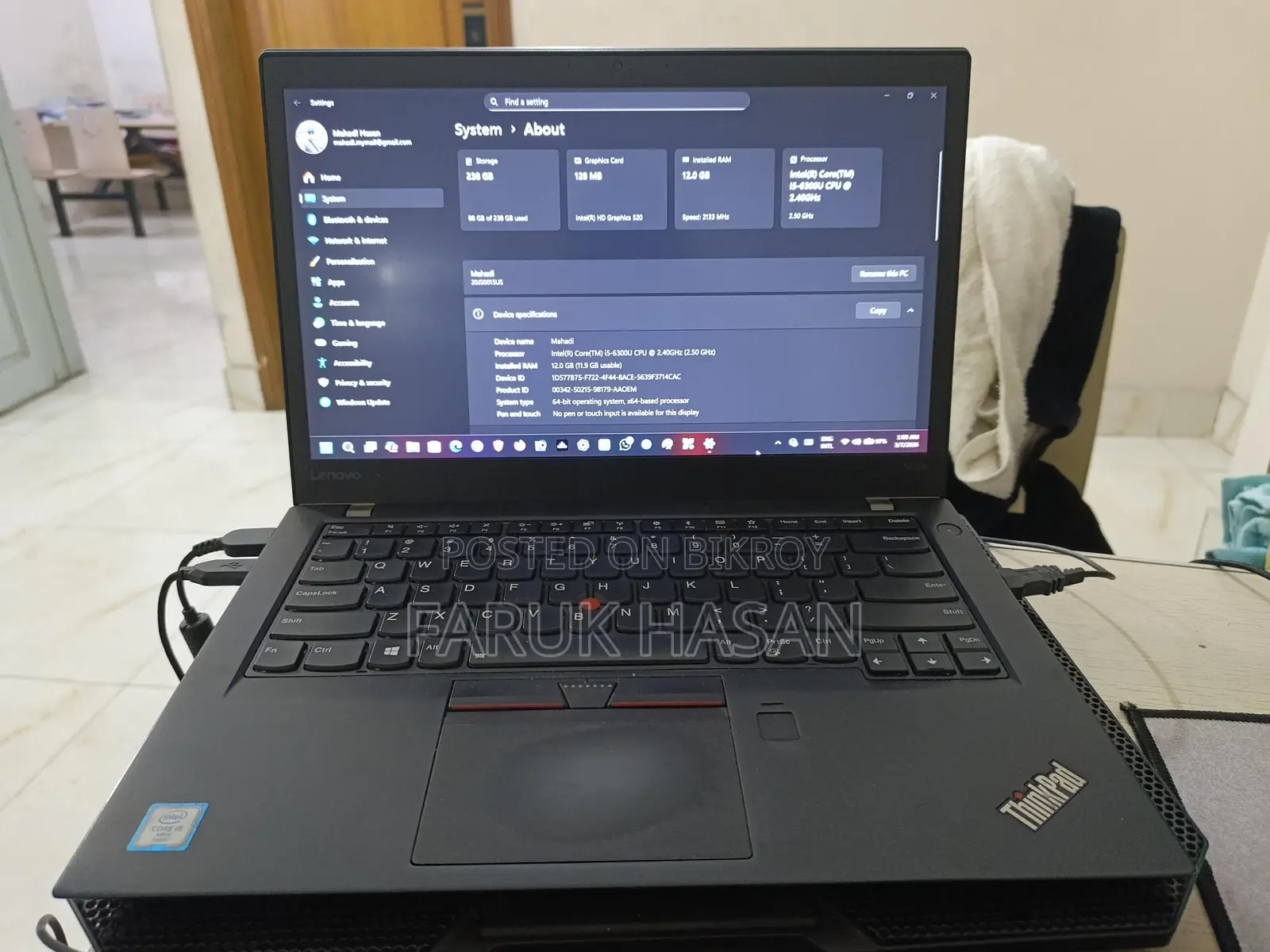 Lenovo Thinkpad T470s i5, 6th Gen (12/256GB)