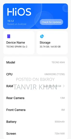 Tecno SPARK Go 2 (Used)