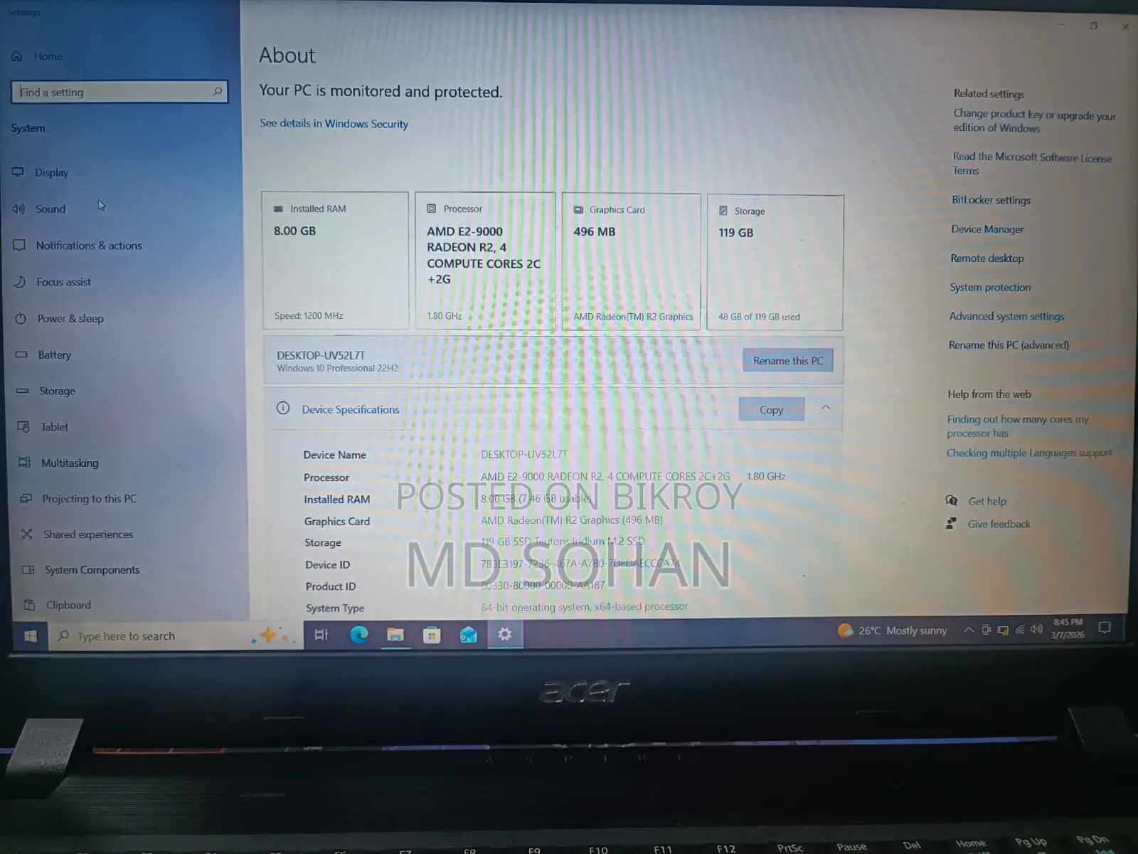 Acer Aspire A315-21 series