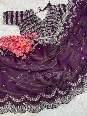 Pure Jorjet with Embroidery and Saree Blouse
