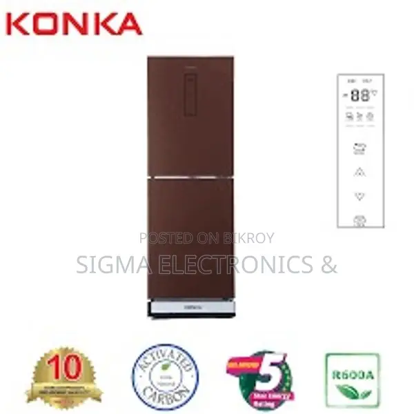 KONKA Refrigerator Red-2-Door, Upper Freezer (200 Ltr)
