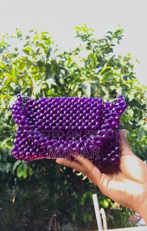 Handmade Purple Crystal Beaded Bag