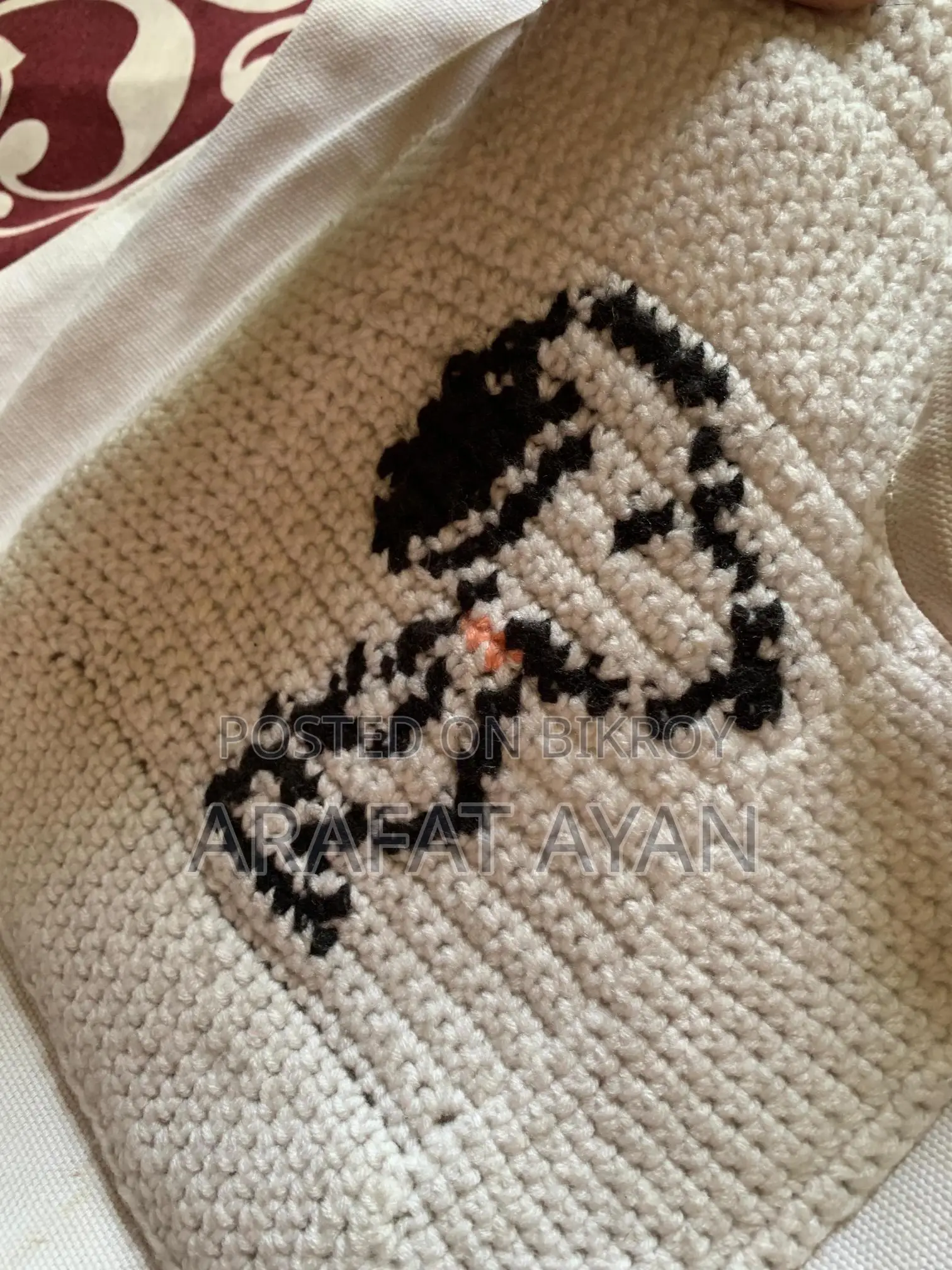 Used Tote Bag With Crochet Work