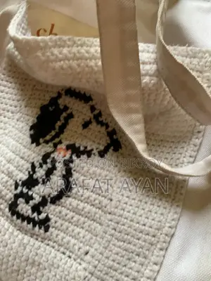 Used Tote Bag With Crochet Work