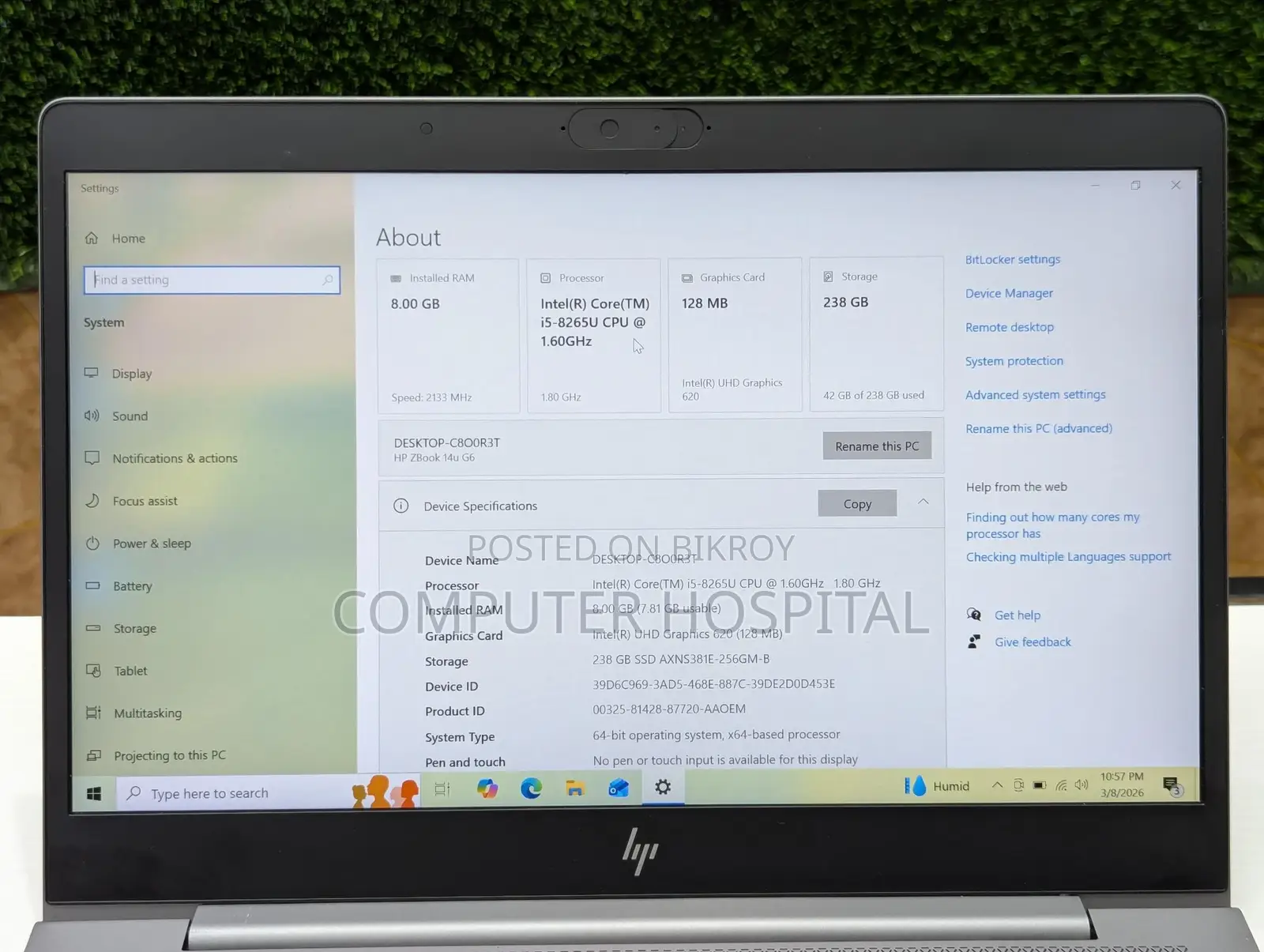 Eid Offer Hp Zbook 14u G6 Core I5 | Ram~8gb Ssd~256gb