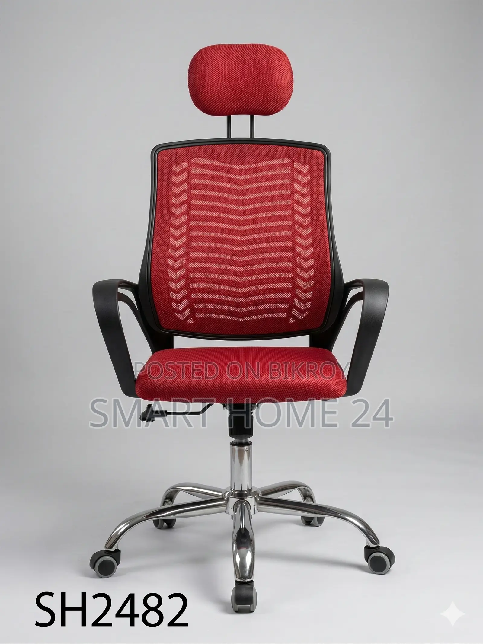 Premium Mesh Office Chair – Stylish Red Design with Metal Base