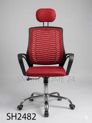 Premium Mesh Office Chair – Stylish Red Design with Metal Base
