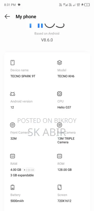 Tecno Spark 9T . (Used)
