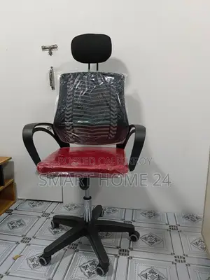 Premium Ergonomic Mesh Office Chair with Red Cushion – Smart Design