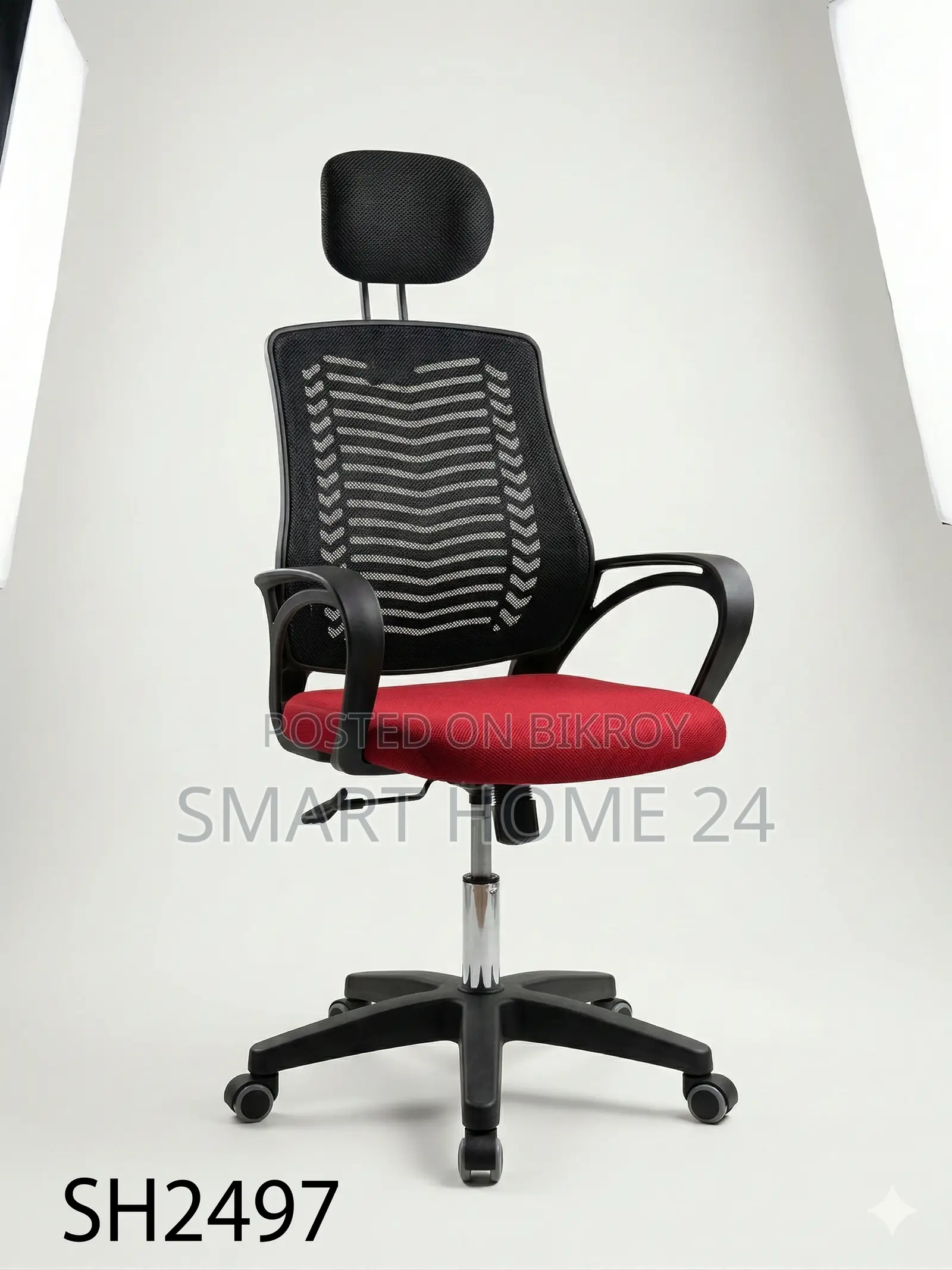 Premium Ergonomic Mesh Office Chair with Red Cushion – Smart Design