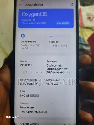 OnePlus Nord CE 2 lite 6+4/128 (Used)
