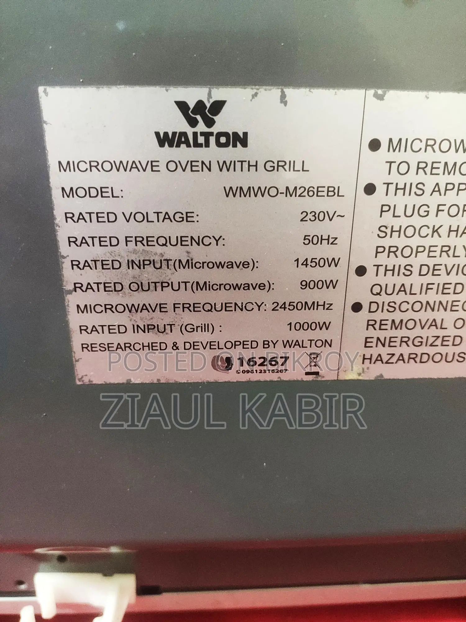 Walton Microwave Oven