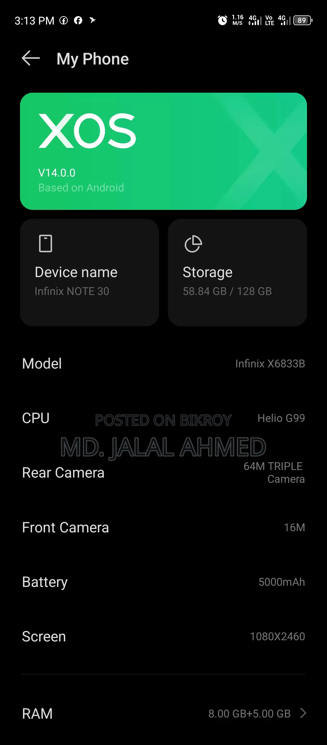 Infinix Note 30 . (Used)