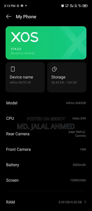Infinix Note 30 . (Used)