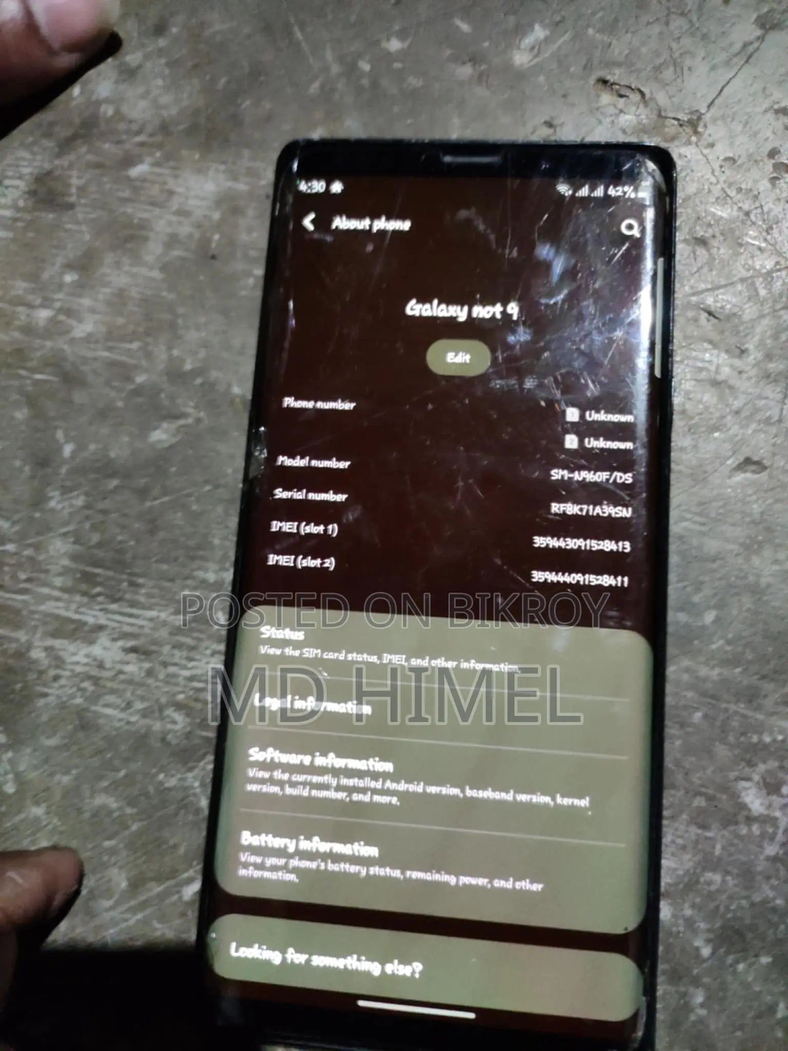 Samsung Galaxy Note 9 ` (Used)
