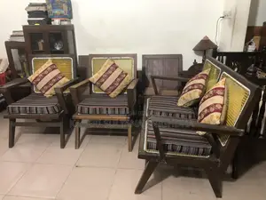 Antique Wooden Frame & Plastic Weaving Sofas