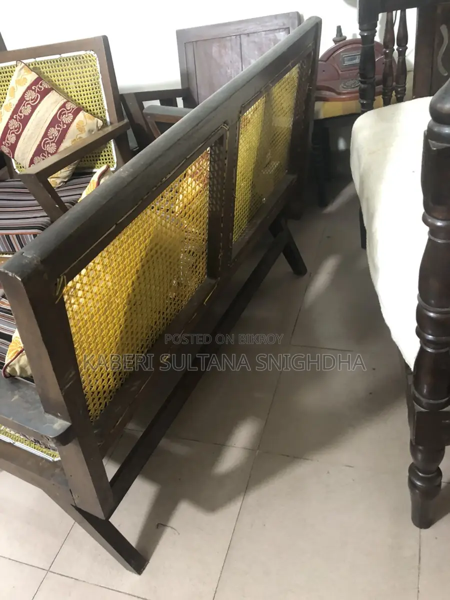 Antique Wooden Frame & Plastic Weaving Sofas