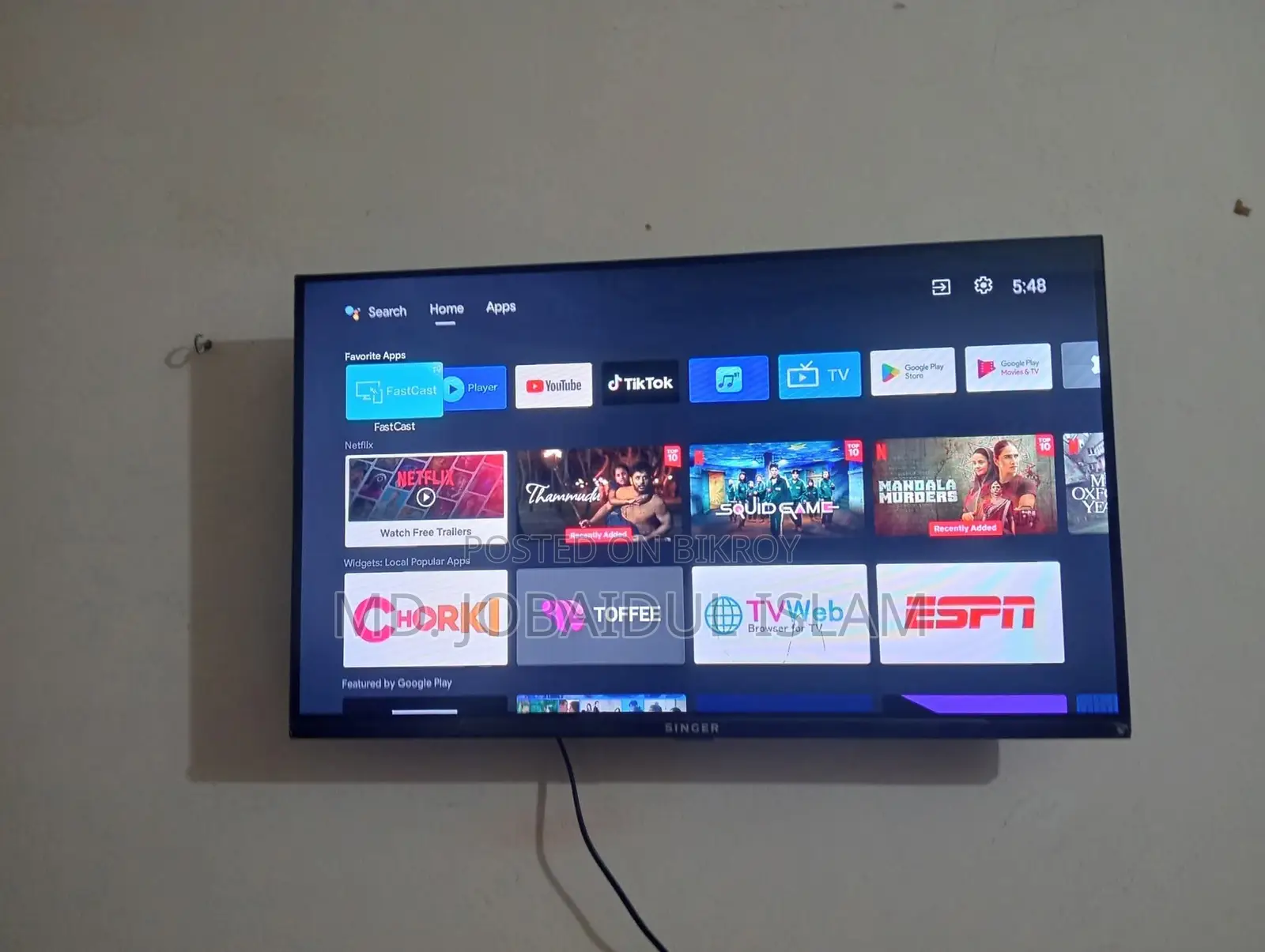 Singer 32 Inch Frameless Android Tv (100% original)