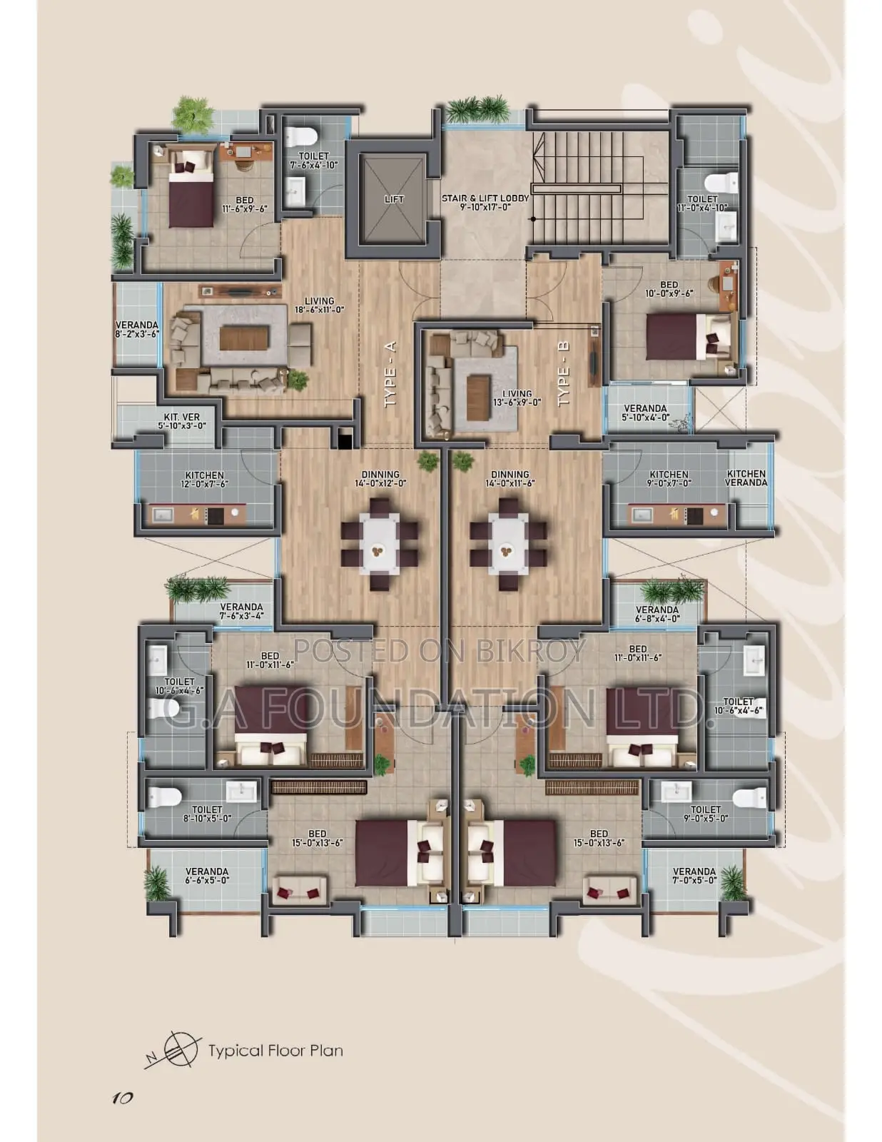 1515 SFT Premium 3 Bedroom Family Apartment - Buy Now