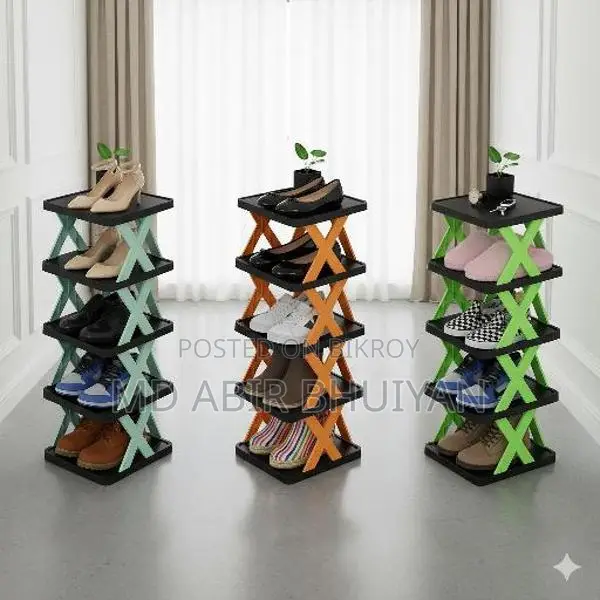 5 Layer Multifunctional Black Shoe Organizer Rack