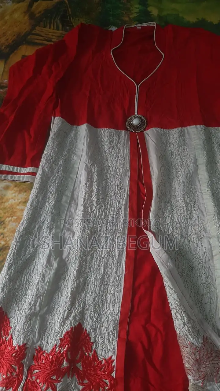 Cotton 2-Piece Embroidered Red One-Piece