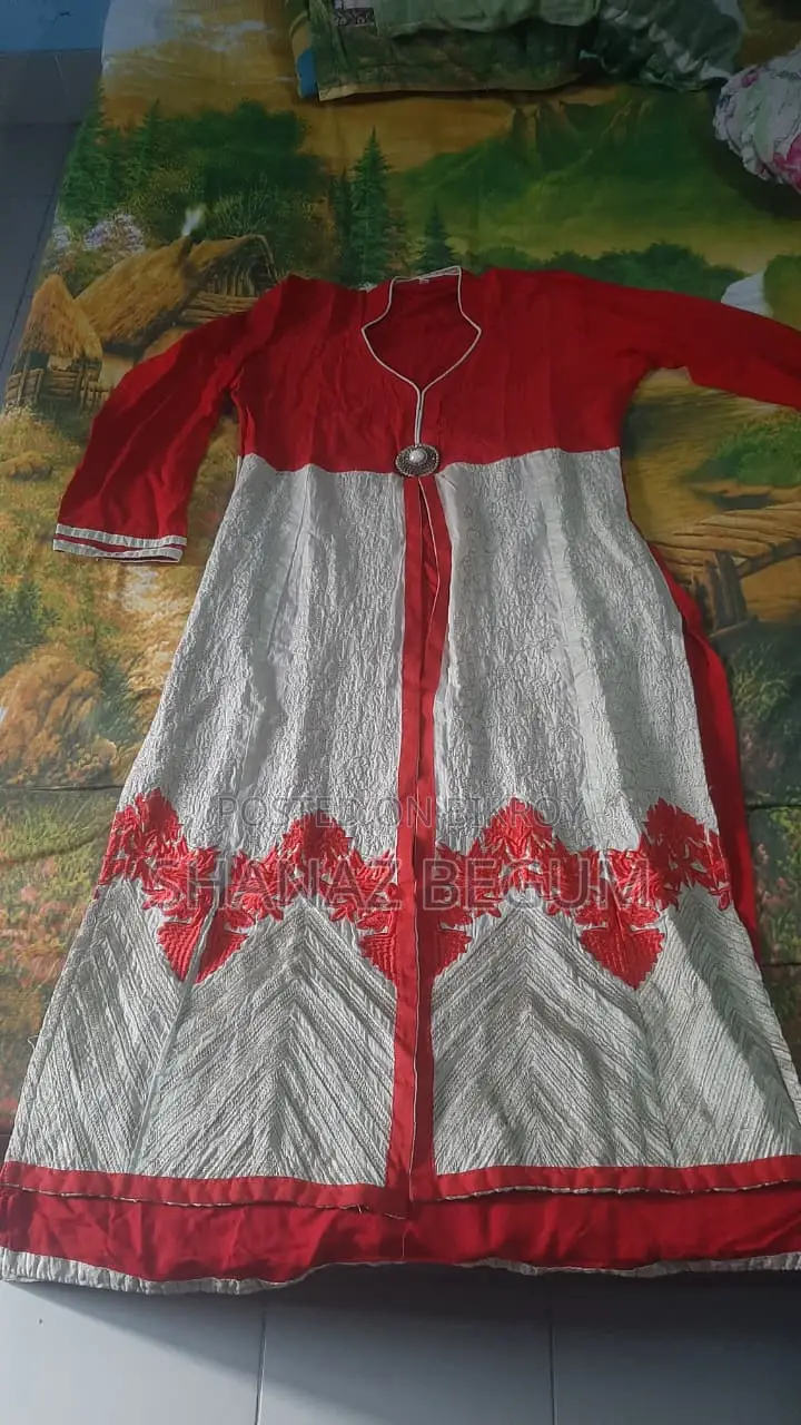 Cotton 2-Piece Embroidered Red One-Piece