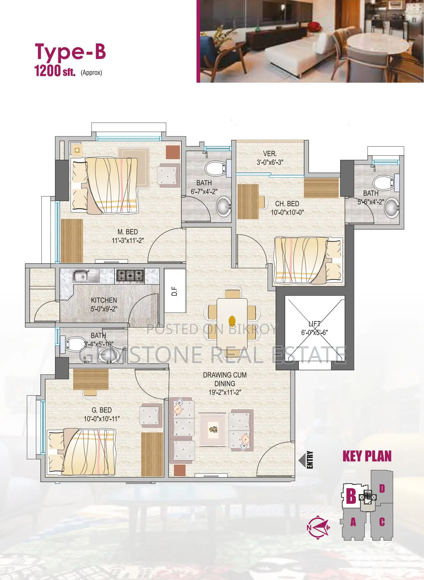 1650 sqft Flat for sale 30 Monthly Installment