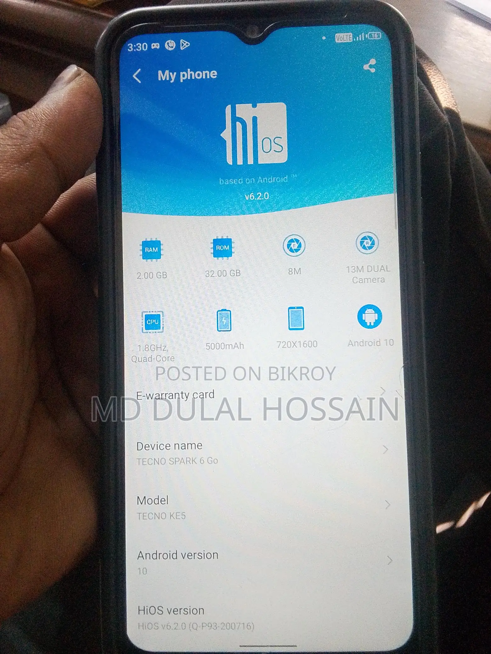 Tecno Spark 6 Go . (Used)