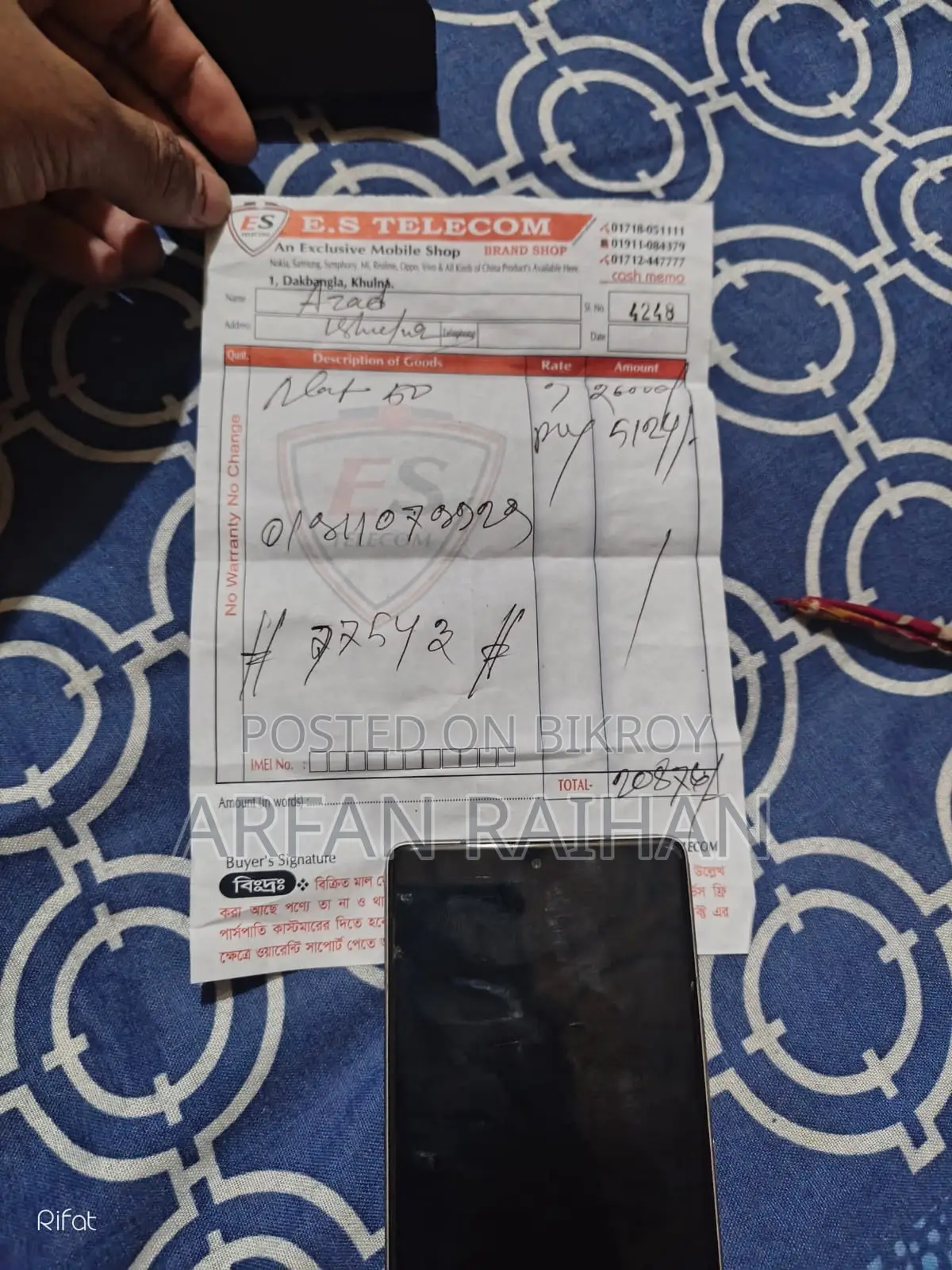 Infinix Note 50 8 ram rom 256 (Used)