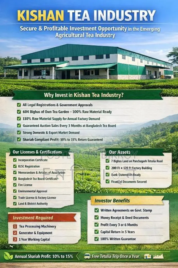 Ready Industrial Investment in Tea Industry